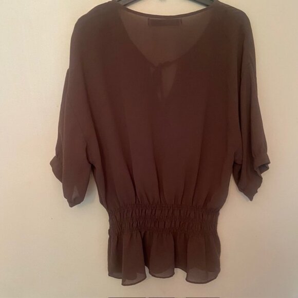 ZARA - KEY HOLE NECKLINE CHIFFON BLOUSE - Picture 4 of 5